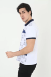 Erkek Yakalı Slim Fit Baskılı T-shirt - Beyaz