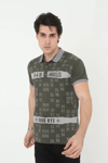 Erkek Yakalı Slim Fit Baskılı T-shirt - Haki