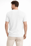 Erkek Yazlık Fitilli Triko Tişört Kısa Kol Bisiklet Yaka T-shirt - Beyaz