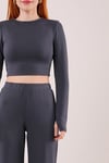 Fitilli Bluz Ve Pantolon Antrasit İkili Takım