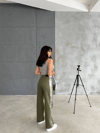 Gabardin Palazzo Pantolon - Haki