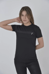 Göğüste Fermuar Aksesuarlı Dar Kalıp T-shirt - Siyah