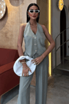 Halter Yaka Yelekli Modal Takım 10144