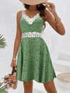 Kadın Askılı Dantel Yakalı Çiçek Desenli Süprem Elbise