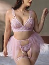 Kadın Büyük Beden Pembe Seksi Tasarım  Fantezi Jartiyer Takımı 8017