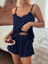 Kadın Dantel Detaylı Lacivert Şortlu Pijama Takım 5186
