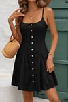 Kadın Ip Askılı Önden Düğmeli Bağcıklı Kısa Elbise