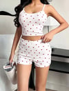 Kadın Kalp Desenli Askılı Şortlu Pijama Takımı 5236