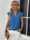 Kadın Kısa Kelebek Kollu V Yakalı Bluz