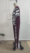 Kadın Kısa Kollu Bisiklet Yaka Zebra Desen Bluz Ve Pantolon Ikili Takım
