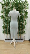 Kadın Kısa Kollu Kare Yaka Yandan Yırtmaçlı Fitilli Kaşkorse Elbise