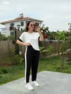 Kadın Kısa Kollu Modal Dokulu Kumaş Yanı Şeritli Takım