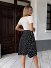Kadın Kısa Kollu V Yakalı Üst Viskon Alt Puantiyeli Kısa Örme Krep Elbise