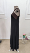 Kadın Önden Çapraz Detaylı Iki Renkli Uzun Viskon Elbise