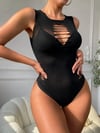 Kadın Sıfır Kol Göğüs, Sırt Ve Yanları Kesik Detay Çıtçıtlı Viskon Bodysuit