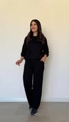 Kadın Uzun Kollu Bisiklet Yaka Viskon Iki Iplik Bluz Ve Pantolon Ikili Takım