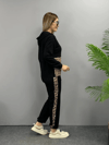 Kadın Uzun Kollu Leopar Detay Sweat Ve Yanı Leopar Şerit Detay Pantolon Ikili Takım