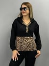 Kadın Uzun Kollu Leopar Detay Sweat Ve Yanı Leopar Şerit Detay Pantolon Ikili Takım