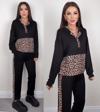 Kadın Uzun Kollu Leopar Detay Sweat Ve Yanı Leopar Şerit Detay Pantolon Ikili Takım