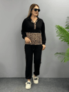 Kadın Uzun Kollu Leopar Detay Sweat Ve Yanı Leopar Şerit Detay Pantolon Ikili Takım