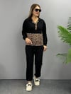 Kadın Uzun Kollu Leopar Detay Sweat Ve Yanı Leopar Şerit Detay Pantolon Ikili Takım