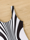 Kadın Yuvarlak Yaka Askılı Zebra Desen Baskılı Dalgıç Mayo