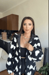 Kalpli Peluş Ceket İçi Astarlı Siyahbeyaz