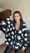 Kalpli Peluş Ceket İçi Astarlı Siyahbeyaz