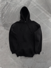 Kapşonlu Üç İplik Penye Basic Sweatshirt - Siyah
