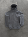 Kapşonlu Üç İplik Penye Basic Sweatshirt - Boyalı Gri