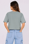 Kedi Baskılı Oversize Crop Tişört Salaş Basic Yarım Kol T-shirt - Mint Yeşili
