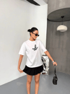 Kısa Kol Baskılı T-shirt - Beyaz