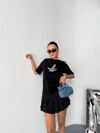 Kısa Kol Baskılı T-shirt - Siyah