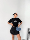 Kısa Kol Baskılı T-shirt - Siyah