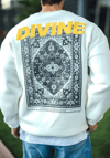 Kışlık Bisiklet Yaka Baskılı Sweatshirt - Beyaz