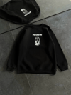 Kışlık Bisiklet Yaka Baskılı Sweatshirt - Siyah