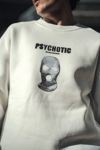 Kışlık Bisiklet Yaka Baskılı Sweatshirt - Beyaz