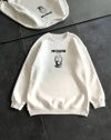 Kışlık Bisiklet Yaka Baskılı Sweatshirt - Beyaz