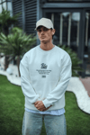 Kışlık Bisiklet Yaka Ön Ve Arka Baskılı Sweatshirt - Beyaz