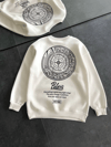Kışlık Bisiklet Yaka Ön Ve Arka Baskılı Sweatshirt - Beyaz