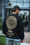 Kışlık Bisiklet Yaka Ön Ve Arka Baskılı Sweatshirt - Siyah