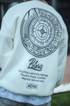 Kışlık Bisiklet Yaka Ön Ve Arka Baskılı Sweatshirt - Beyaz