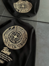 Kışlık Bisiklet Yaka Ön Ve Arka Baskılı Sweatshirt - Siyah