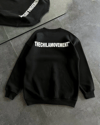 Kışlık Bisiklet Yaka Oversize Baskılı Sweatshirt - Siyah