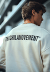 Kışlık Bisiklet Yaka Oversize Baskılı Sweatshirt - Beyaz