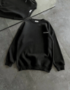 Kışlık Bisiklet Yaka Oversize Baskılı Sweatshirt - Siyah