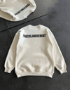 Kışlık Bisiklet Yaka Oversize Baskılı Sweatshirt - Beyaz