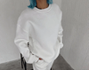 Kışlık Bisiklet Yaka Üç İplik Basic Sweatshirt - Beyaz