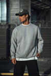 Kışlık Bisiklet Yaka Üç İplik Basic Sweatshirt - Gri