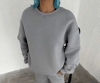 Kışlık Bisiklet Yaka Üç İplik Basic Sweatshirt - Gri